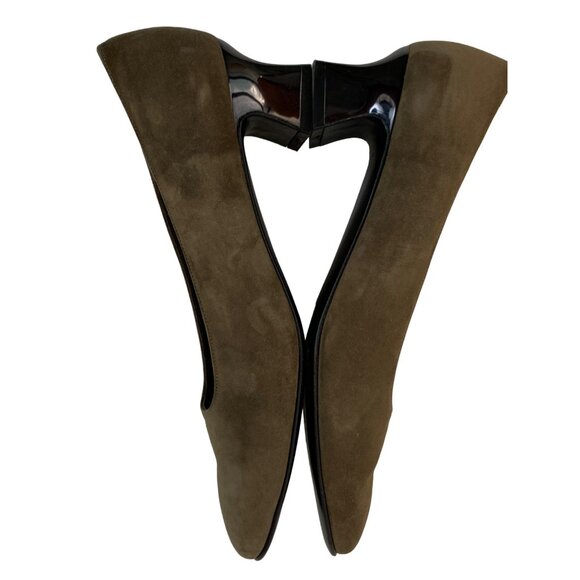 Ferragamo Green Suede Low Chunky Heel Shoes Size 7.5B  Italy 7439 Career EUC - Picture 10 of 10